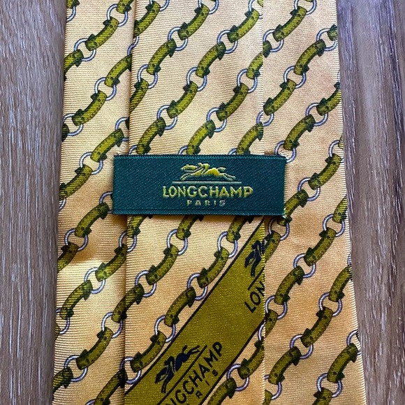 Longchamp Silk Green & Yellow Tie